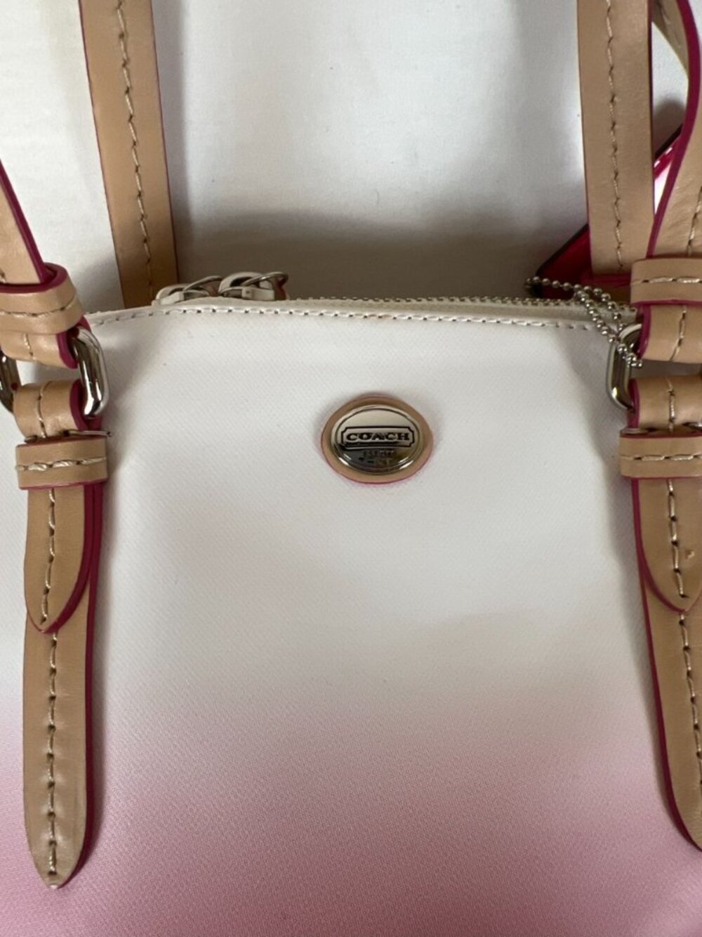 VintageCoach Dome Satchel F29262 Pink White Ombre Handbag - Picture 5 of 11
